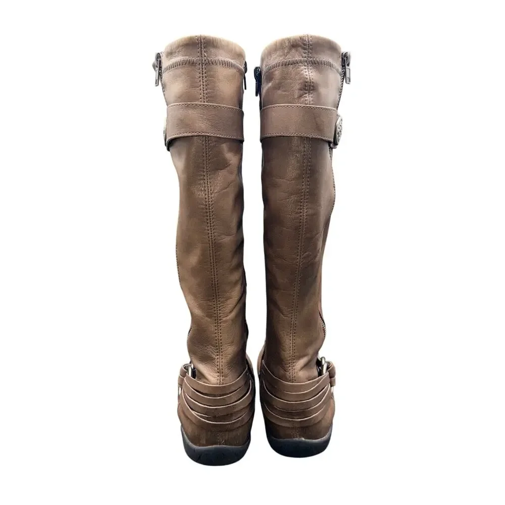 Remonte Dorndorf Leather Knee High Boots Brown Size 43 US 11.5 Zip